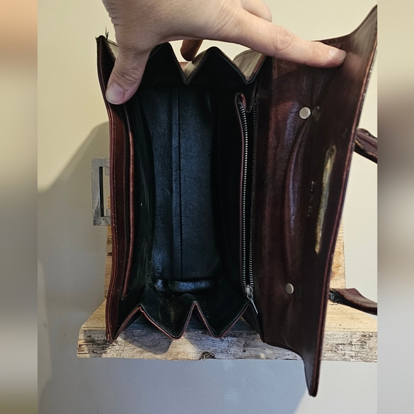 Vintage 1970s Luti Firenze Brown Leather Handbag Purse Satchel - Picture 11 of 11